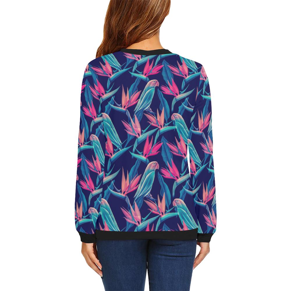 Tropical Flower Pattern Print Design TF024 Women Long Sleeve Sweatshirt-JorJune