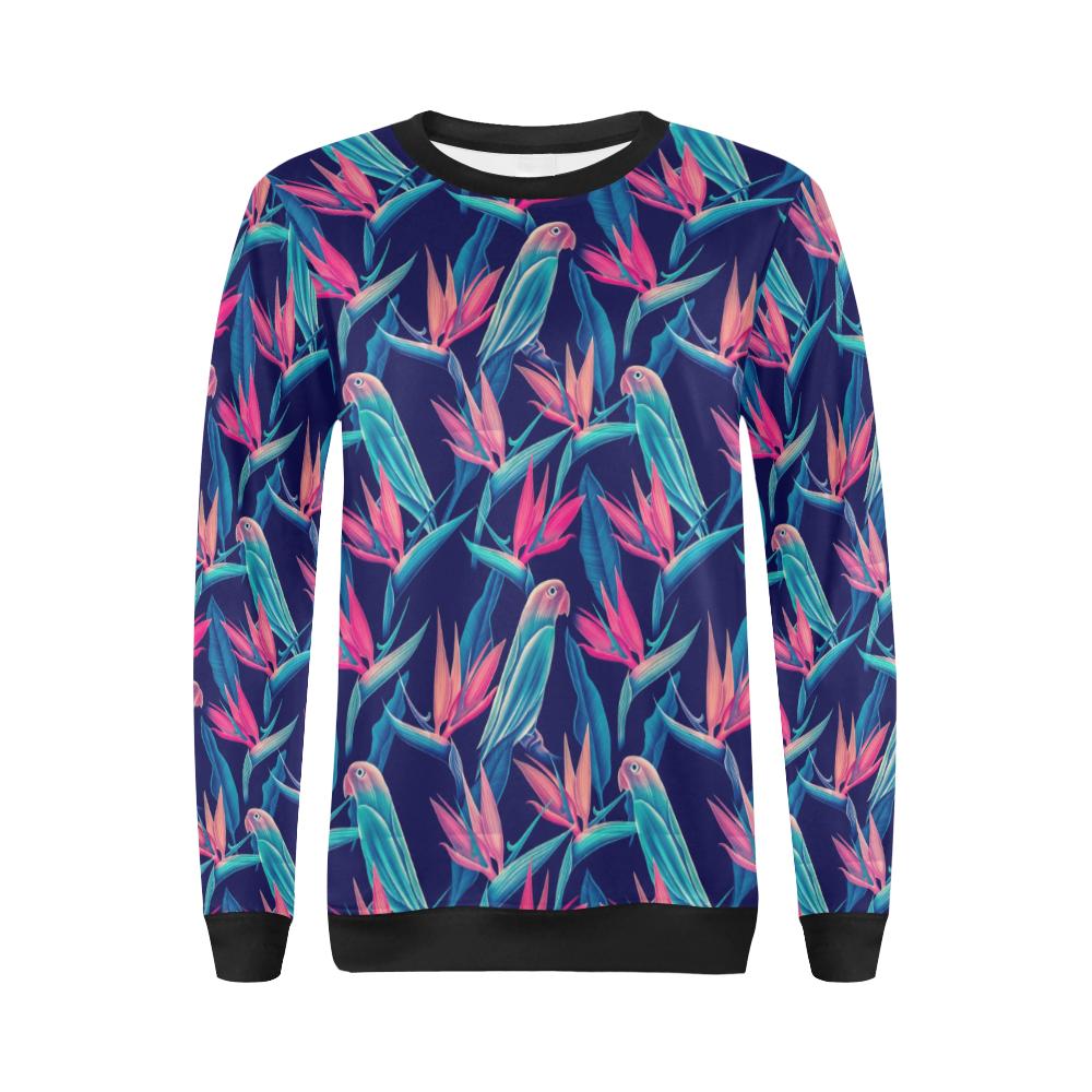 Tropical Flower Pattern Print Design TF024 Women Long Sleeve Sweatshirt-JorJune