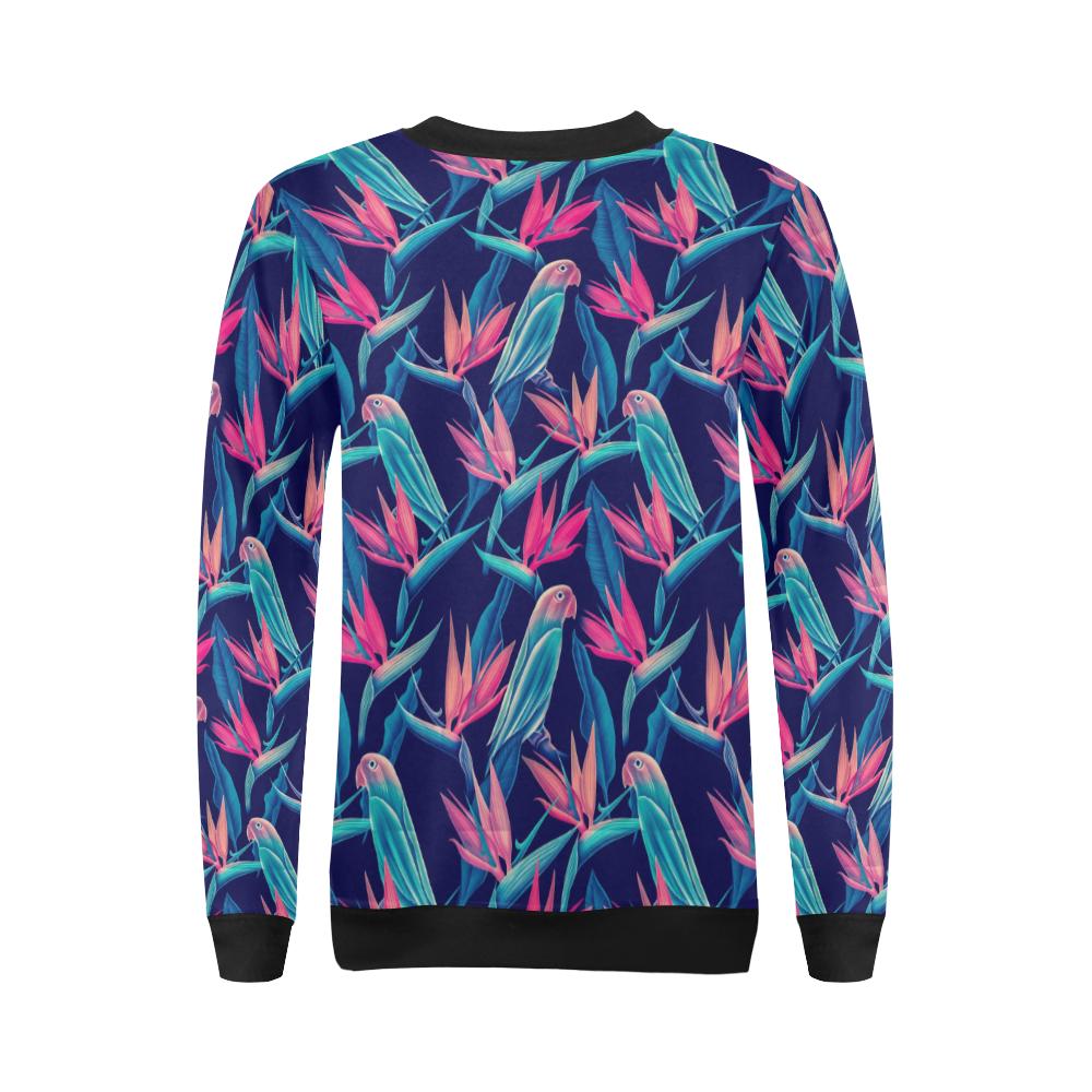 Tropical Flower Pattern Print Design TF024 Women Long Sleeve Sweatshirt-JorJune