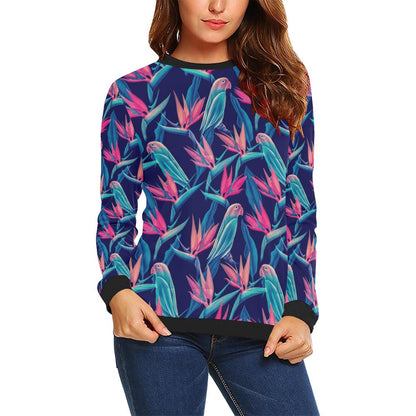 Tropical Flower Pattern Print Design TF024 Women Long Sleeve Sweatshirt-JorJune