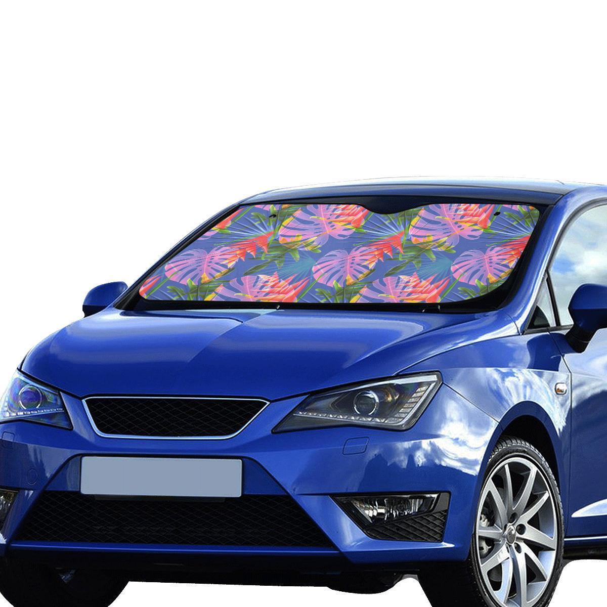 Tropical Flower Pattern Print Design TF025 Car Sun Shade-JorJune