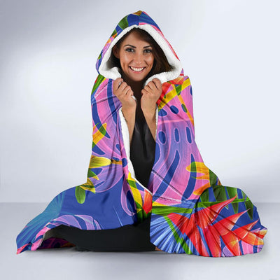 Tropical Flower Pattern Print Design TF025 Hooded Blanket-JORJUNE.COM