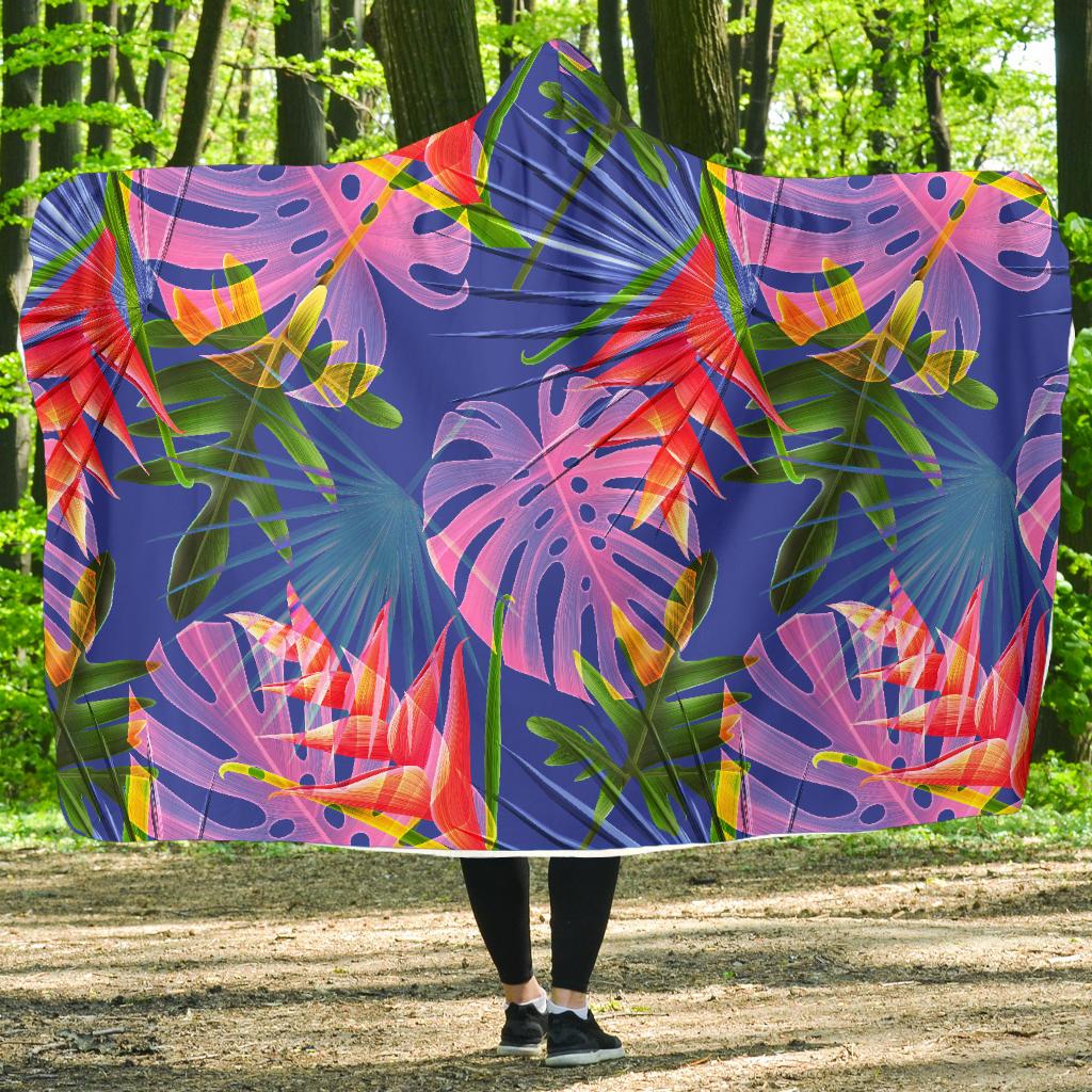 Tropical Flower Pattern Print Design TF025 Hooded Blanket-JORJUNE.COM