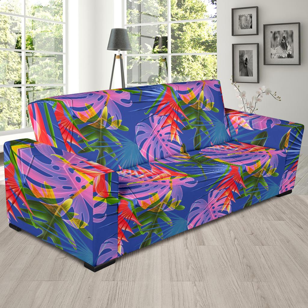 Tropical Flower Pattern Print Design TF025 Sofa Slipcover-JORJUNE.COM