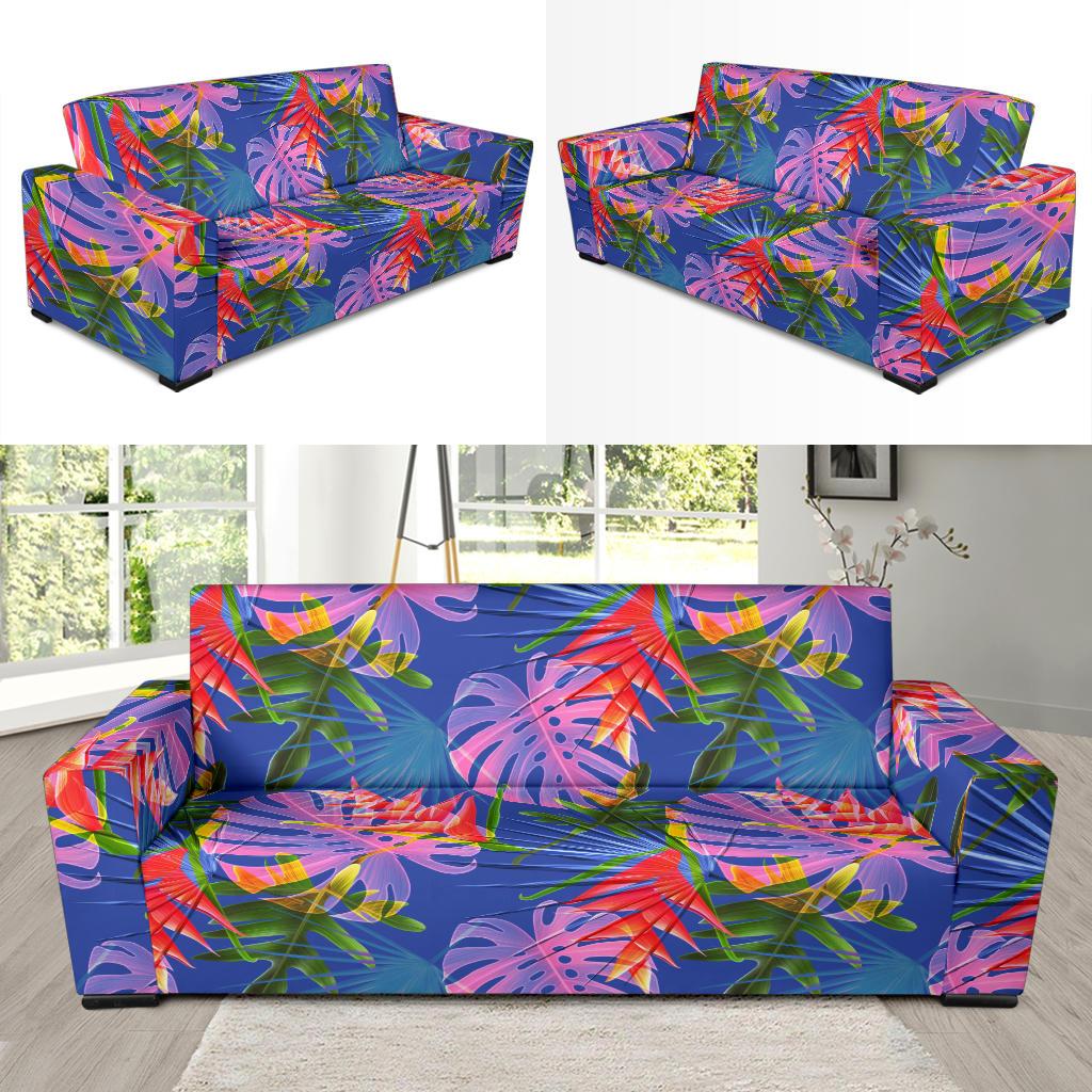 Tropical Flower Pattern Print Design TF025 Sofa Slipcover-JORJUNE.COM