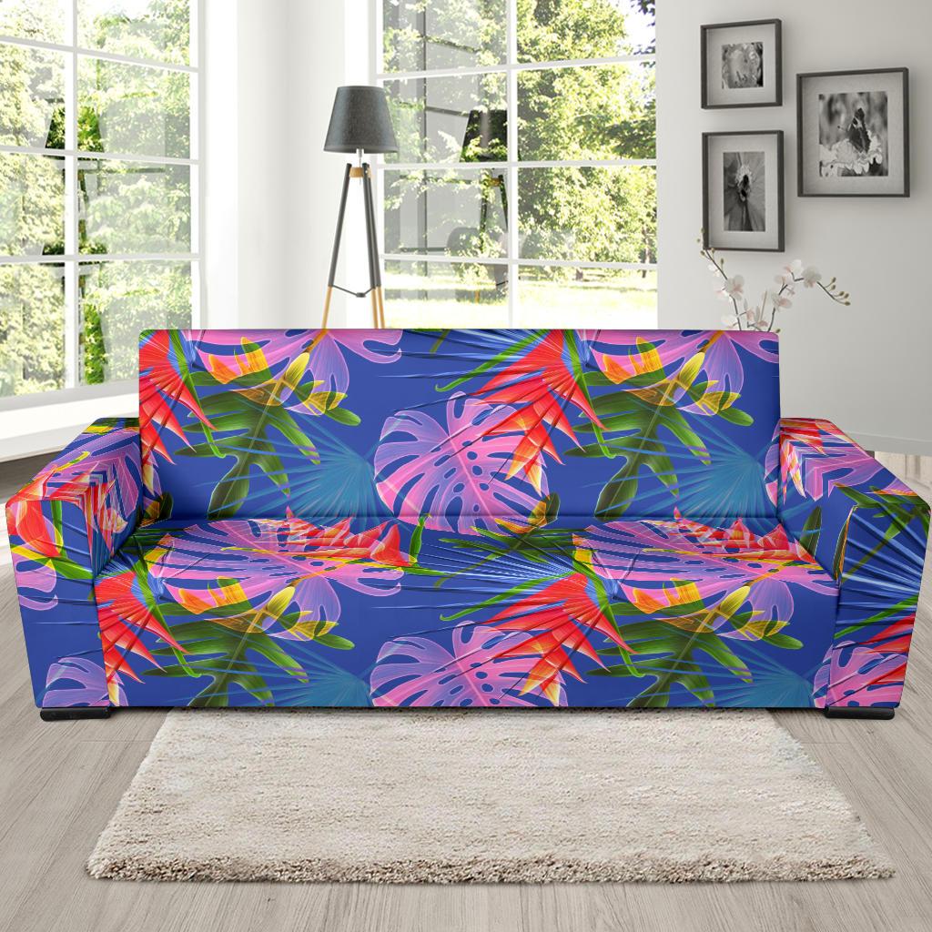 Tropical Flower Pattern Print Design TF025 Sofa Slipcover-JORJUNE.COM
