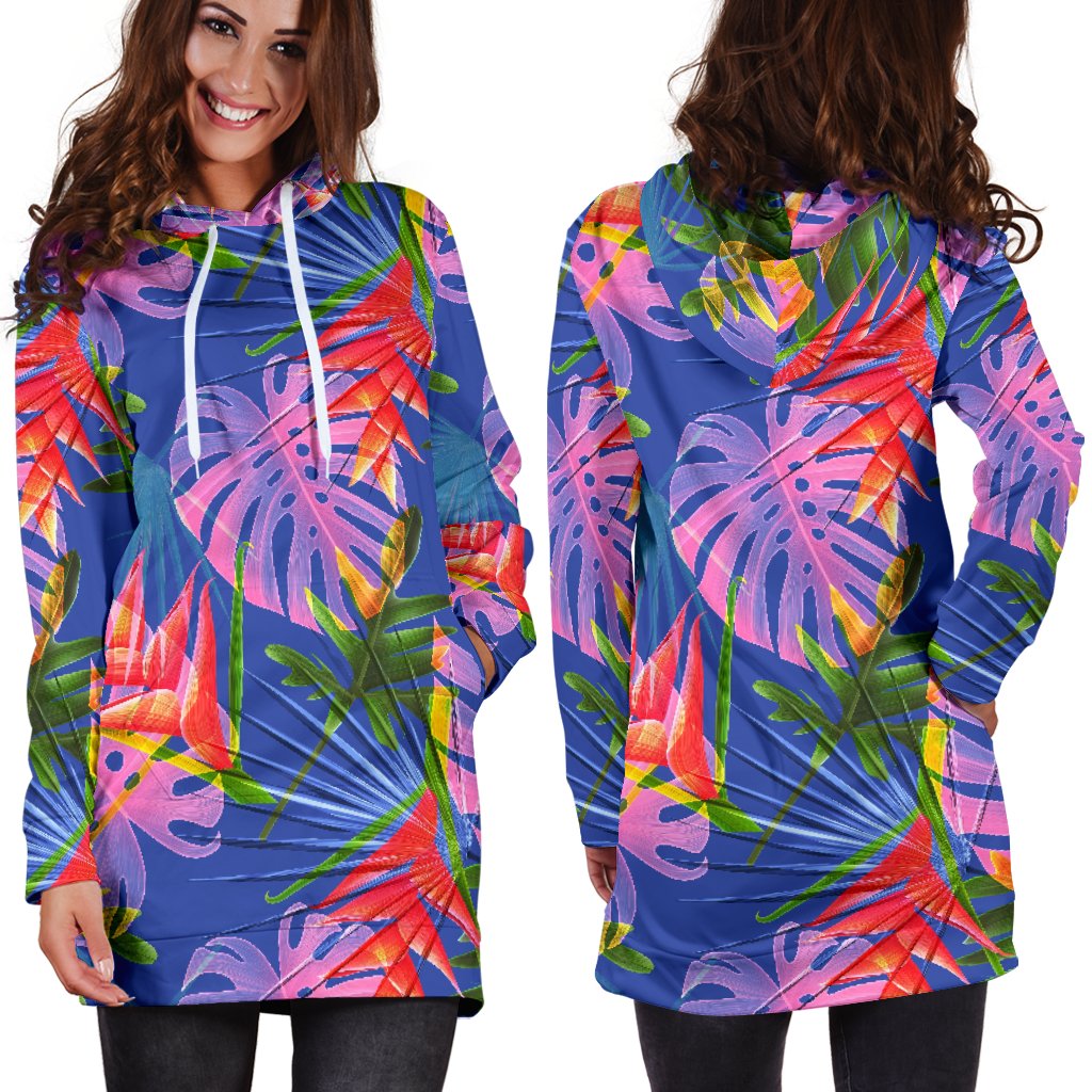 Tropical Flower Pattern Print Design TF025 Women Hoodie Dress