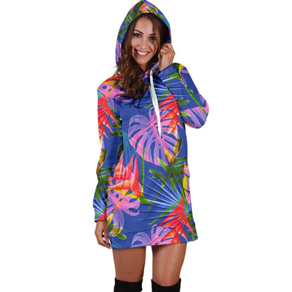 Tropical Flower Pattern Print Design TF025 Women Hoodie Dress