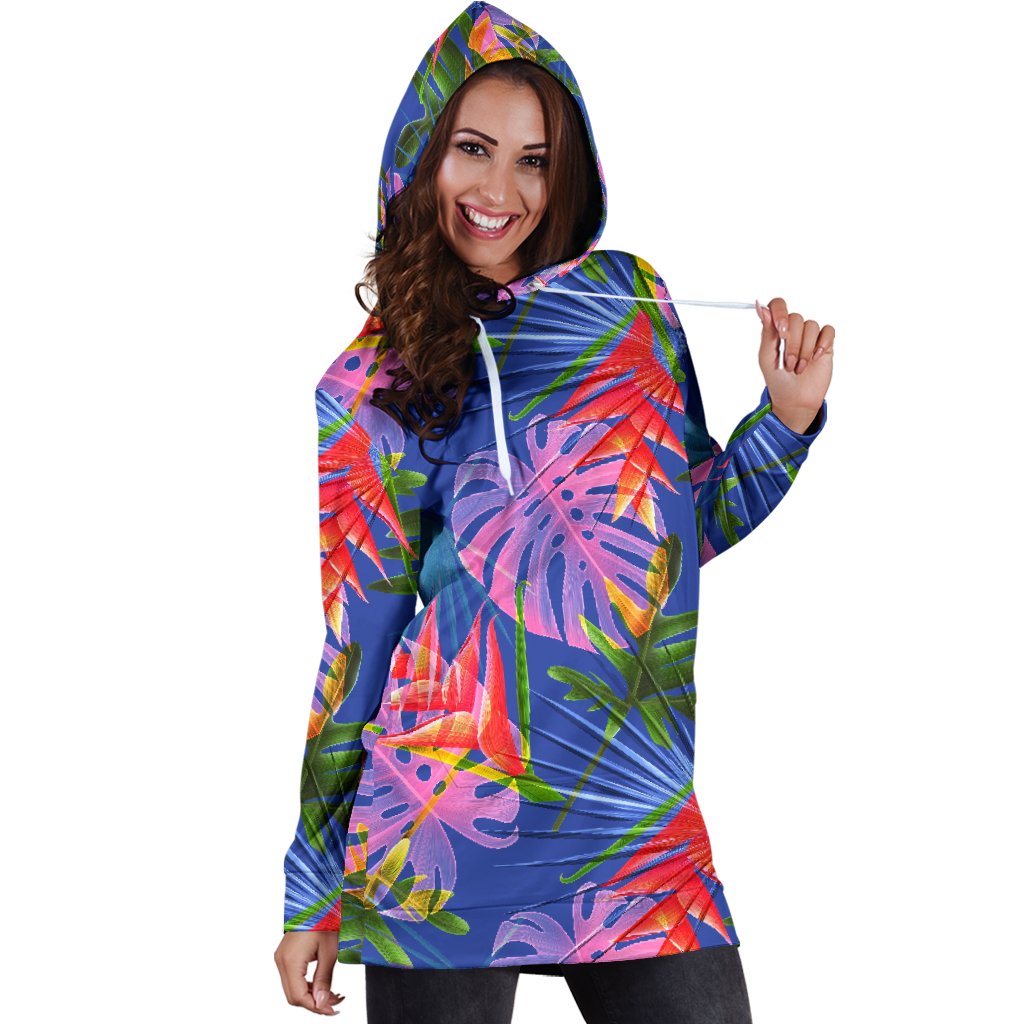 Tropical Flower Pattern Print Design TF025 Women Hoodie Dress