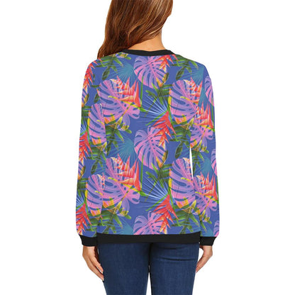 Tropical Flower Pattern Print Design TF025 Women Long Sleeve Sweatshirt-JorJune