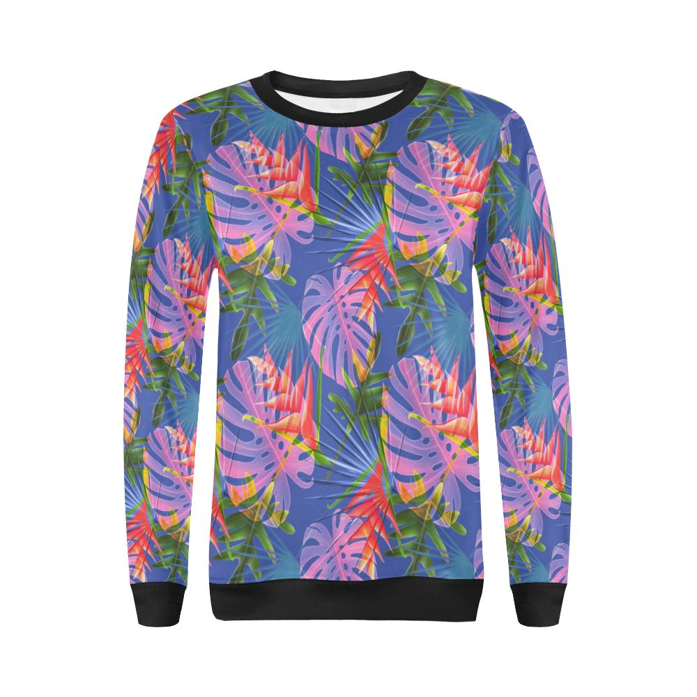 Tropical Flower Pattern Print Design TF025 Women Long Sleeve Sweatshirt-JorJune