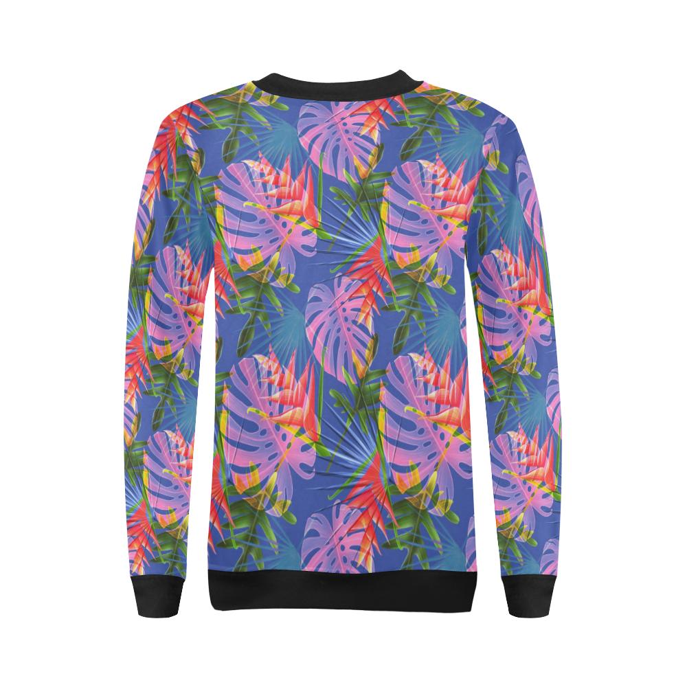 Tropical Flower Pattern Print Design TF025 Women Long Sleeve Sweatshirt-JorJune