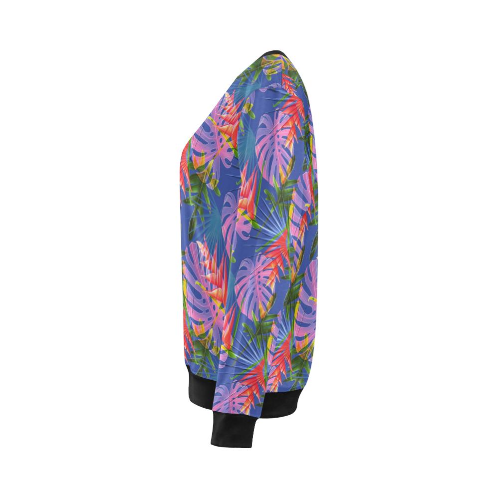 Tropical Flower Pattern Print Design TF025 Women Long Sleeve Sweatshirt-JorJune