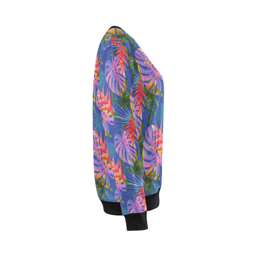 Tropical Flower Pattern Print Design TF025 Women Long Sleeve Sweatshirt-JorJune