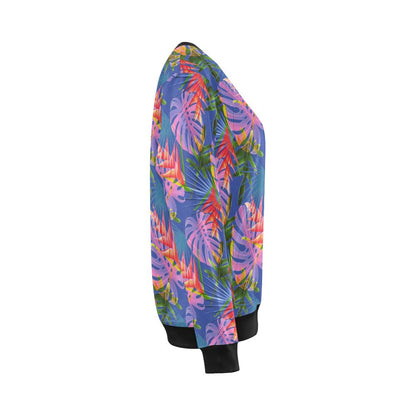 Tropical Flower Pattern Print Design TF025 Women Long Sleeve Sweatshirt-JorJune