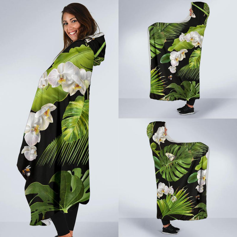 Tropical Flower Pattern Print Design TF026 Hooded Blanket-JORJUNE.COM