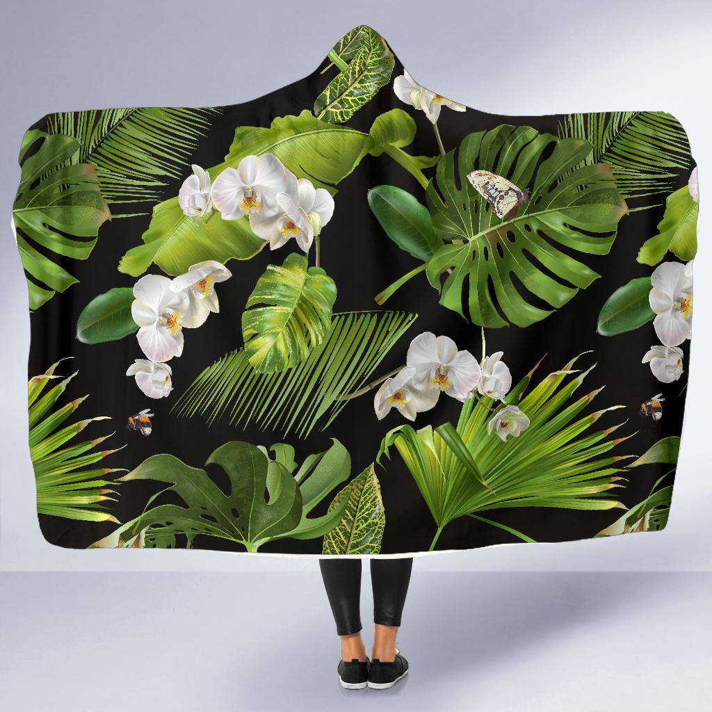 Tropical Flower Pattern Print Design TF026 Hooded Blanket-JORJUNE.COM