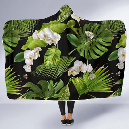 Tropical Flower Pattern Print Design TF026 Hooded Blanket-JORJUNE.COM