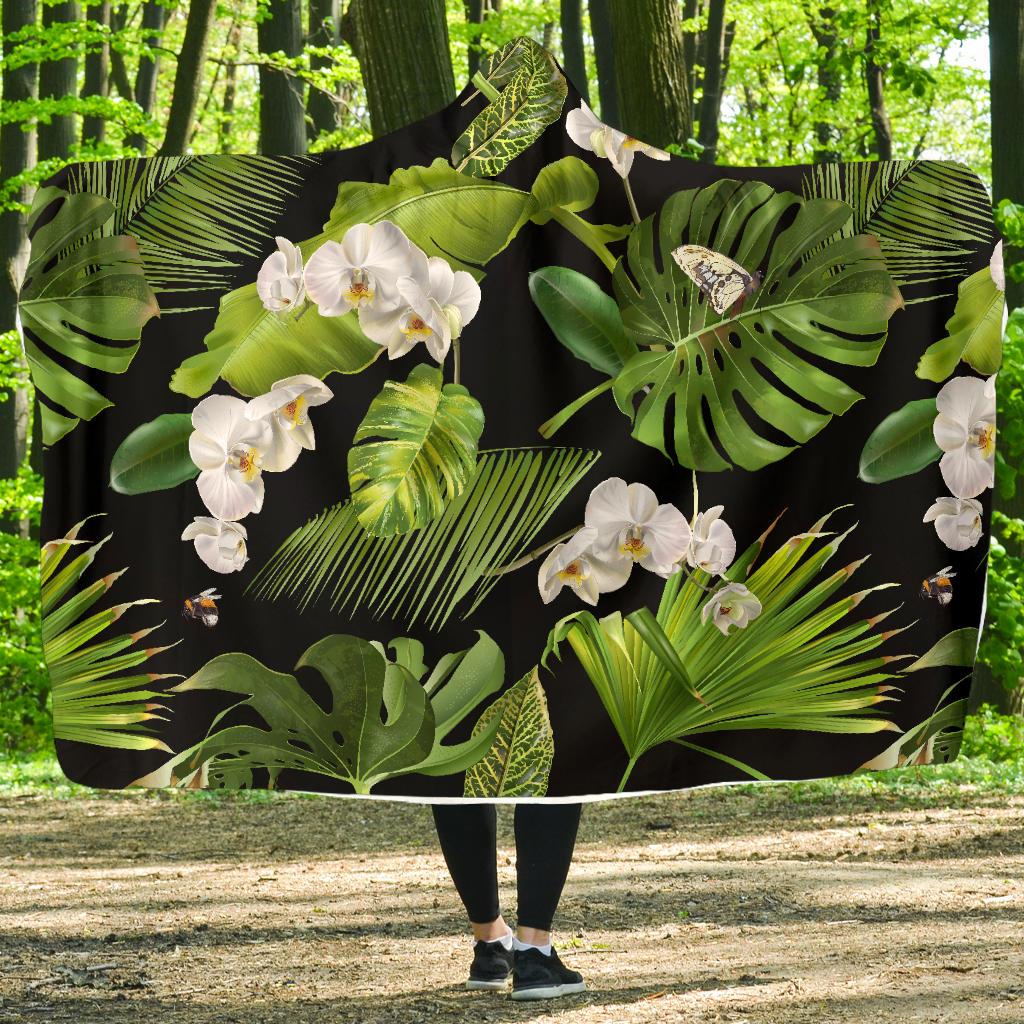 Tropical Flower Pattern Print Design TF026 Hooded Blanket-JORJUNE.COM