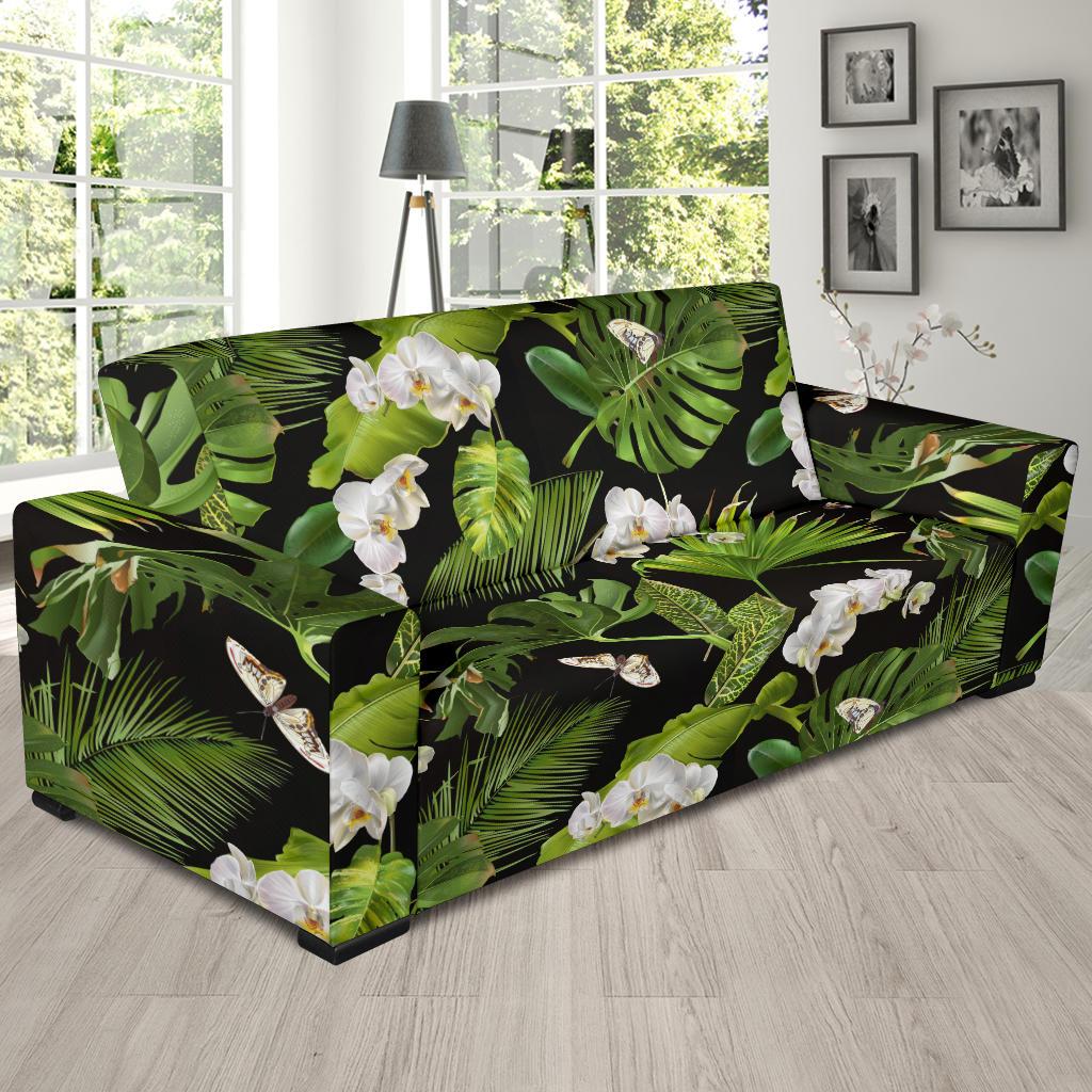 Tropical Flower Pattern Print Design TF026 Sofa Slipcover-JORJUNE.COM