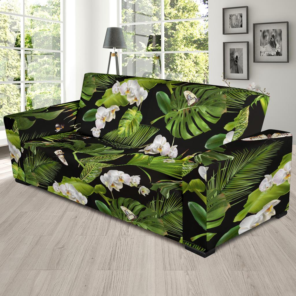Tropical Flower Pattern Print Design TF026 Sofa Slipcover-JORJUNE.COM