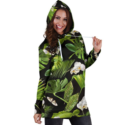 Tropical Flower Pattern Print Design TF026 Women Hoodie Dress