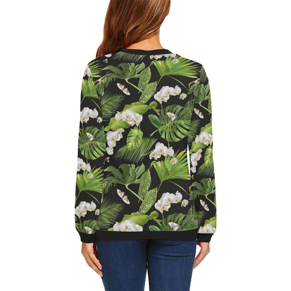 Tropical Flower Pattern Print Design TF026 Women Long Sleeve Sweatshirt-JorJune