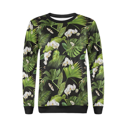 Tropical Flower Pattern Print Design TF026 Women Long Sleeve Sweatshirt-JorJune