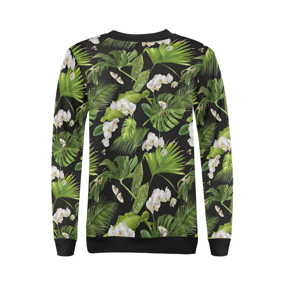 Tropical Flower Pattern Print Design TF026 Women Long Sleeve Sweatshirt-JorJune