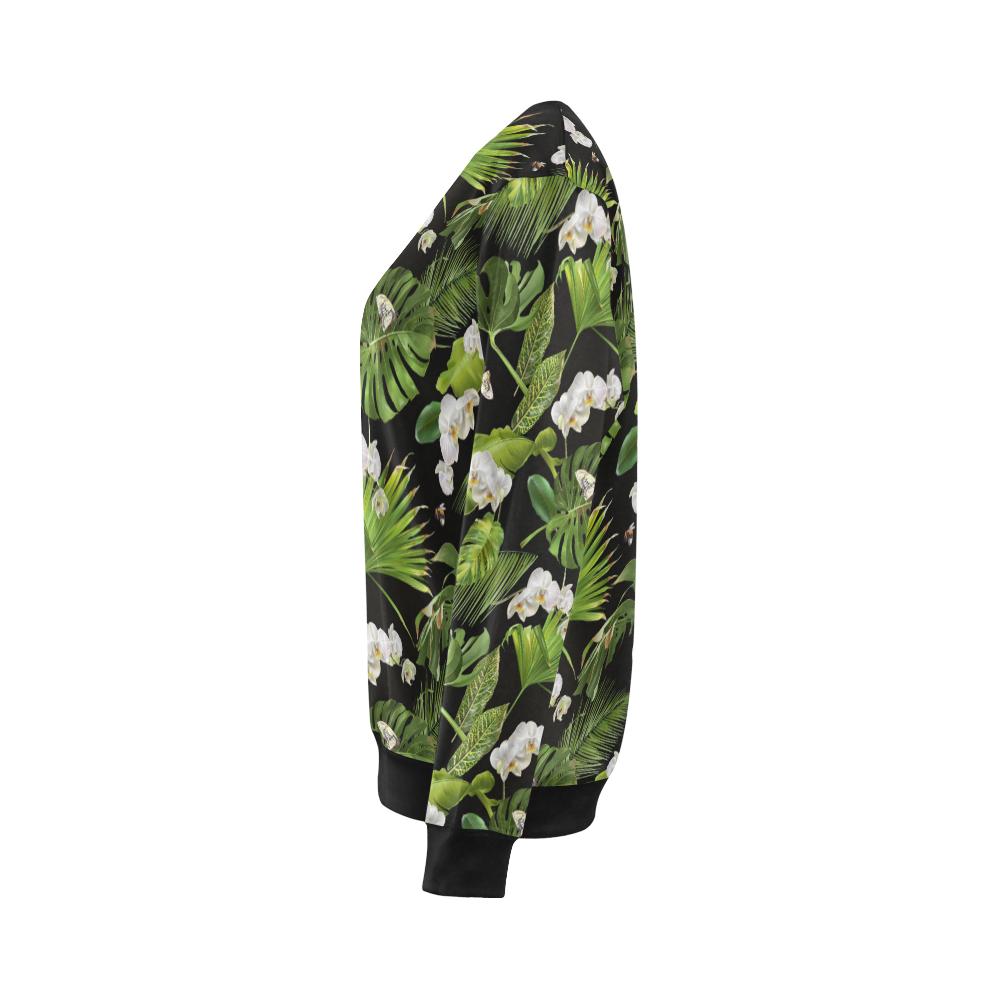 Tropical Flower Pattern Print Design TF026 Women Long Sleeve Sweatshirt-JorJune