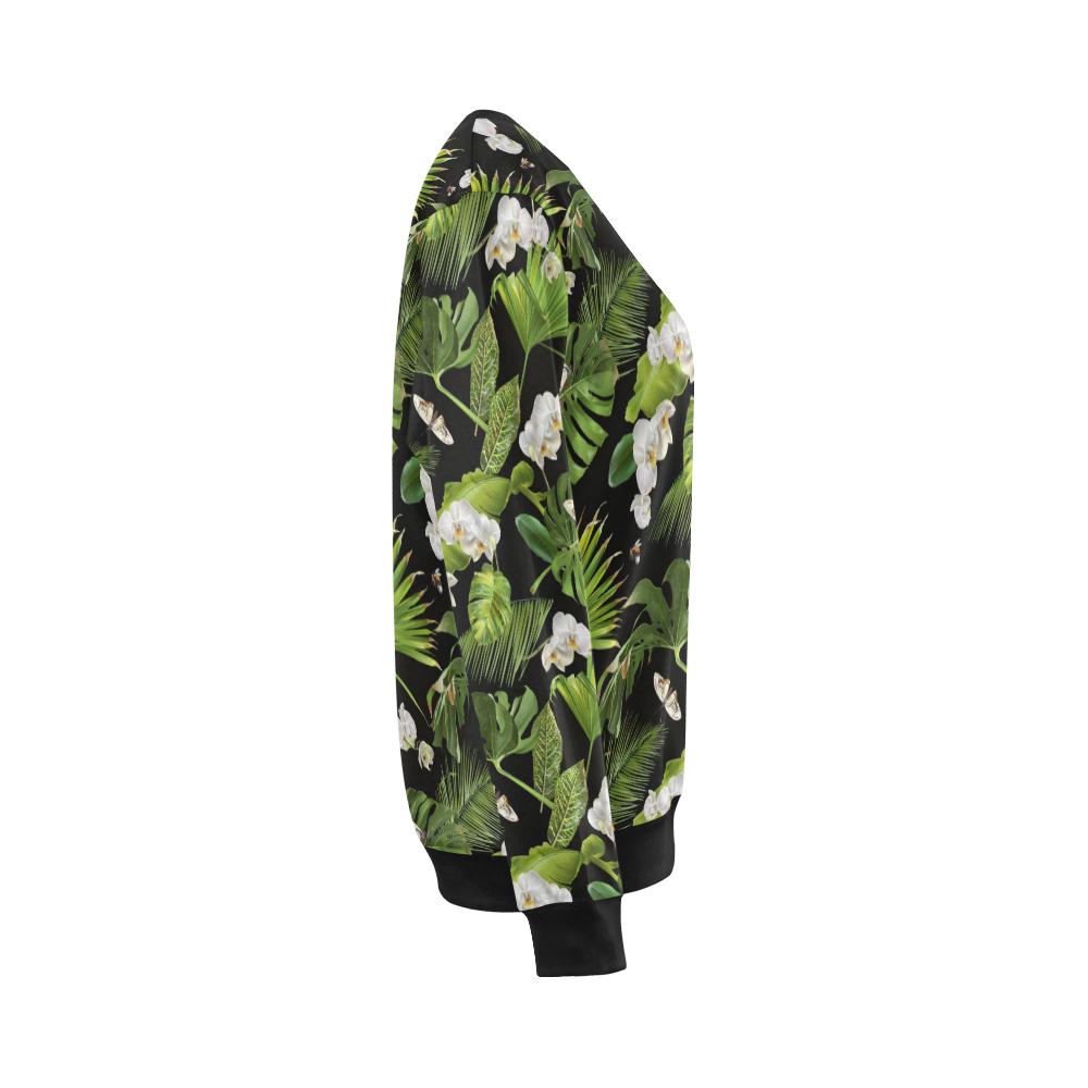 Tropical Flower Pattern Print Design TF026 Women Long Sleeve Sweatshirt-JorJune