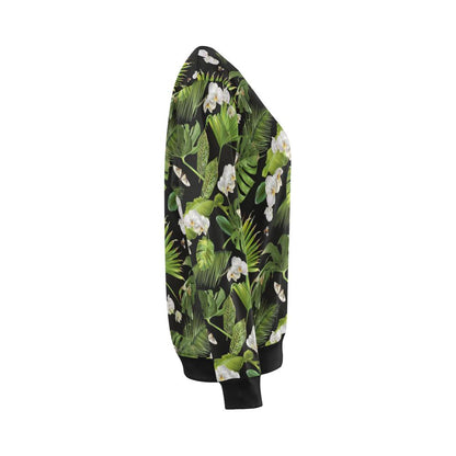 Tropical Flower Pattern Print Design TF026 Women Long Sleeve Sweatshirt-JorJune