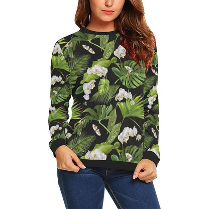 Tropical Flower Pattern Print Design TF026 Women Long Sleeve Sweatshirt-JorJune