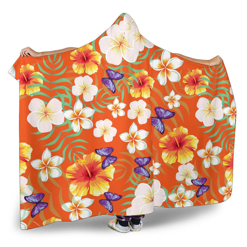 Tropical Flower Pattern Print Design TF027 Hooded Blanket-JORJUNE.COM