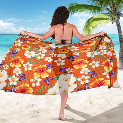 Tropical Flower Pattern Print Design TF027 Sarong Pareo Wrap-JORJUNE.COM