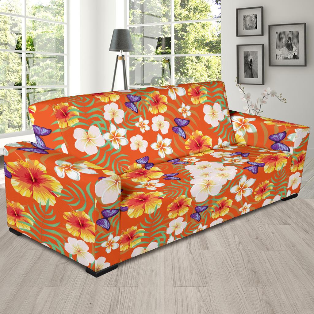 Tropical Flower Pattern Print Design TF027 Sofa Slipcover-JORJUNE.COM