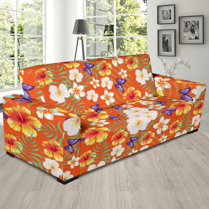 Tropical Flower Pattern Print Design TF027 Sofa Slipcover-JORJUNE.COM