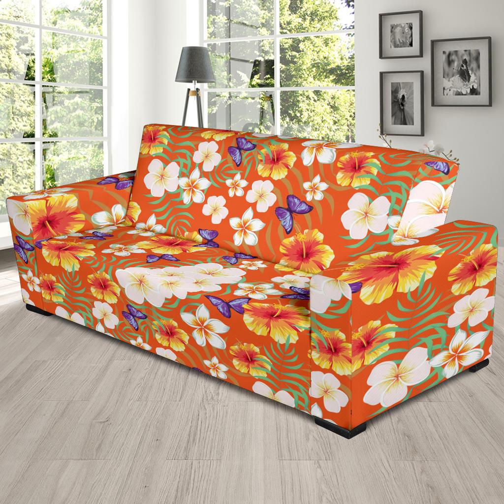 Tropical Flower Pattern Print Design TF027 Sofa Slipcover-JORJUNE.COM