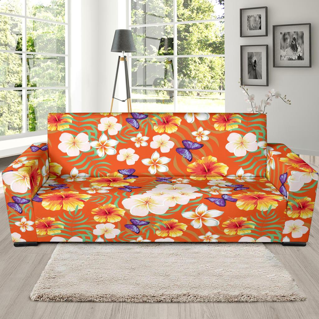 Tropical Flower Pattern Print Design TF027 Sofa Slipcover-JORJUNE.COM