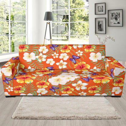Tropical Flower Pattern Print Design TF027 Sofa Slipcover-JORJUNE.COM