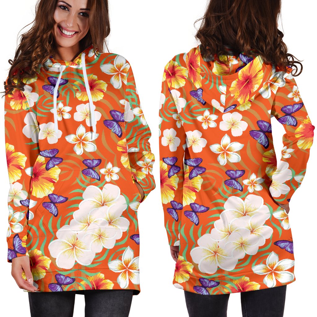 Tropical Flower Pattern Print Design TF027 Women Hoodie Dress