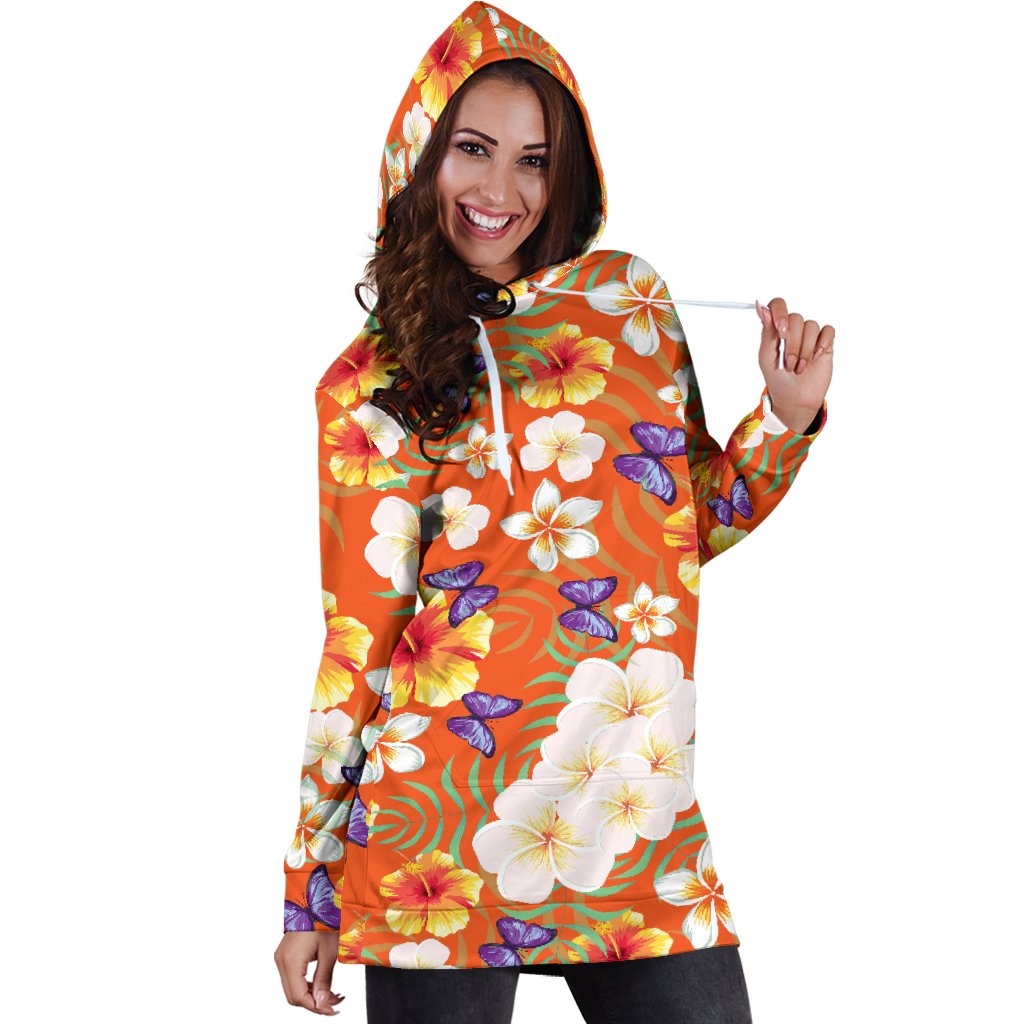 Tropical Flower Pattern Print Design TF027 Women Hoodie Dress