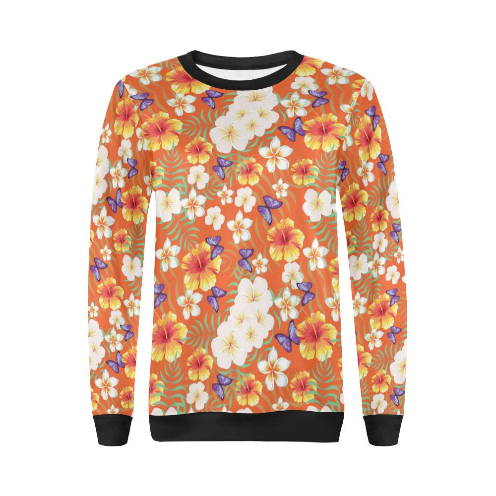 Tropical Flower Pattern Print Design TF027 Women Long Sleeve Sweatshirt-JorJune