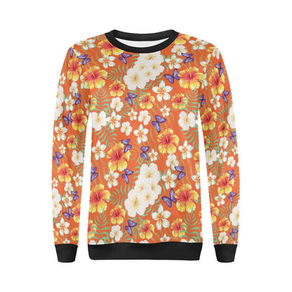 Tropical Flower Pattern Print Design TF027 Women Long Sleeve Sweatshirt-JorJune