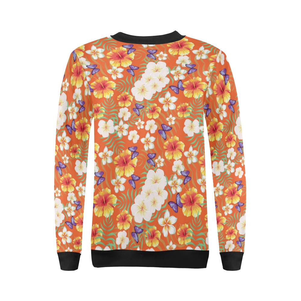 Tropical Flower Pattern Print Design TF027 Women Long Sleeve Sweatshirt-JorJune