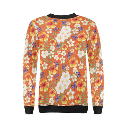 Tropical Flower Pattern Print Design TF027 Women Long Sleeve Sweatshirt-JorJune