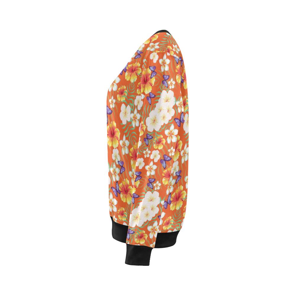Tropical Flower Pattern Print Design TF027 Women Long Sleeve Sweatshirt-JorJune