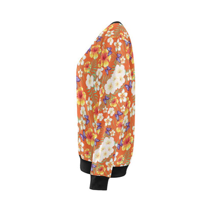Tropical Flower Pattern Print Design TF027 Women Long Sleeve Sweatshirt-JorJune