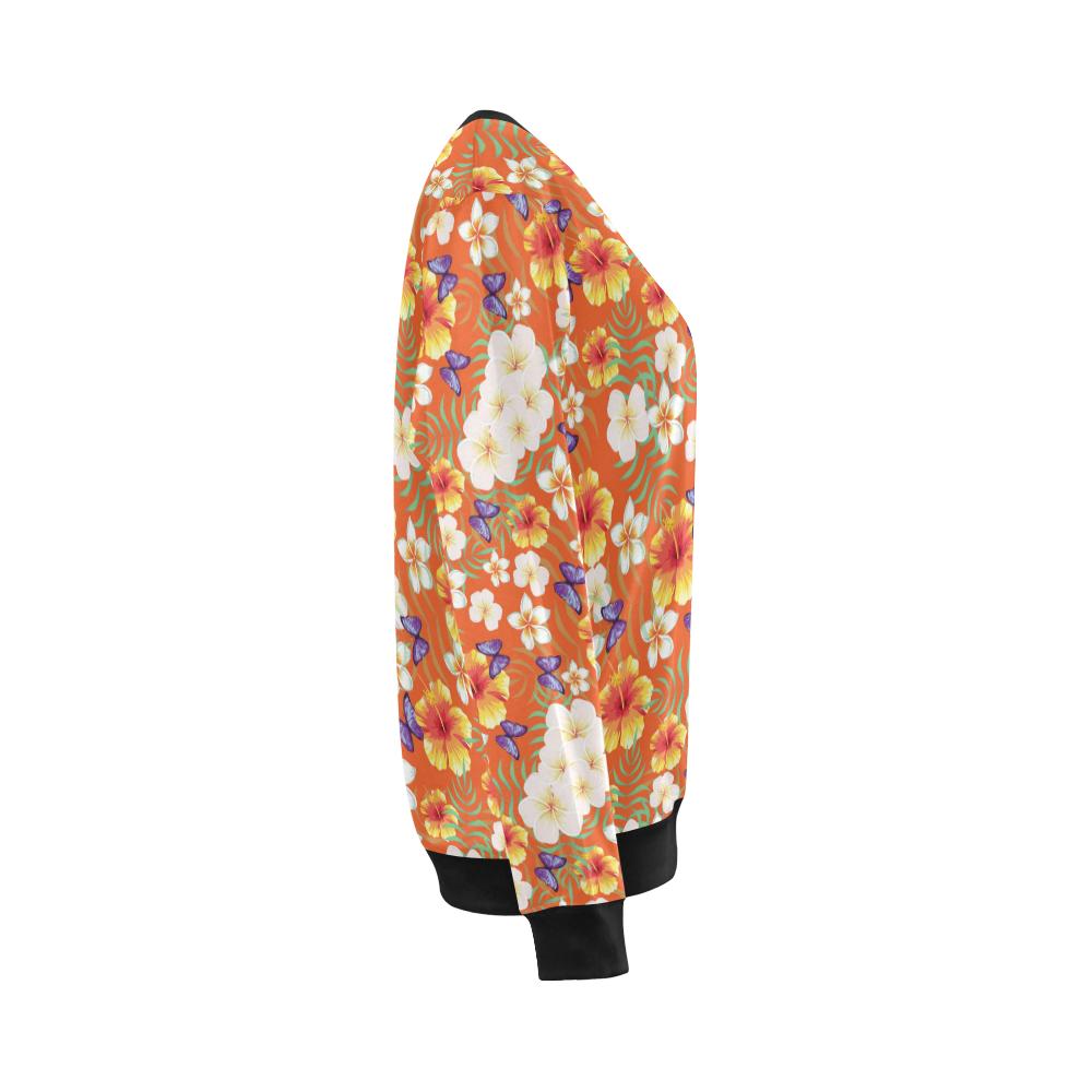 Tropical Flower Pattern Print Design TF027 Women Long Sleeve Sweatshirt-JorJune
