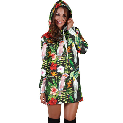 Tropical Flower Pattern Print Design TF03 Women Hoodie Dress